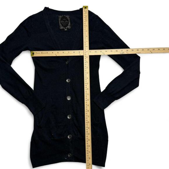 Guess Los Angeles Vintage Black Cardigan Fitted Slimming Button Down Size XS - Picture 4 of 7